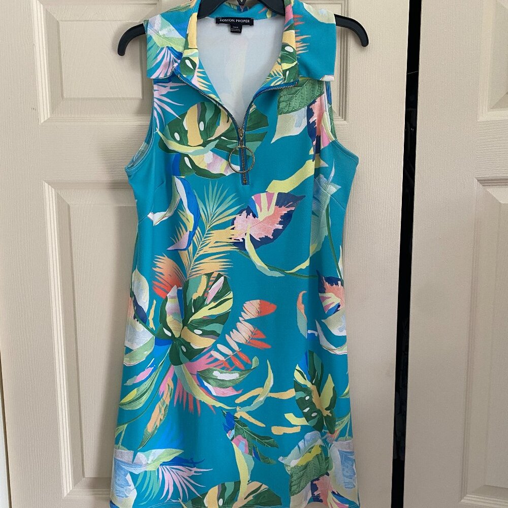 Boston Proper Turquoise Sleeveless Zippered Dress Size Medium